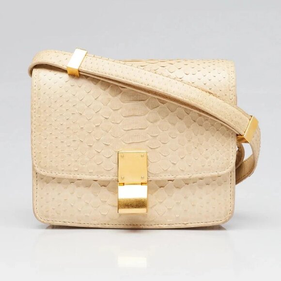 Celine Beige Python Mini Box Bag - Picture 1 of 11